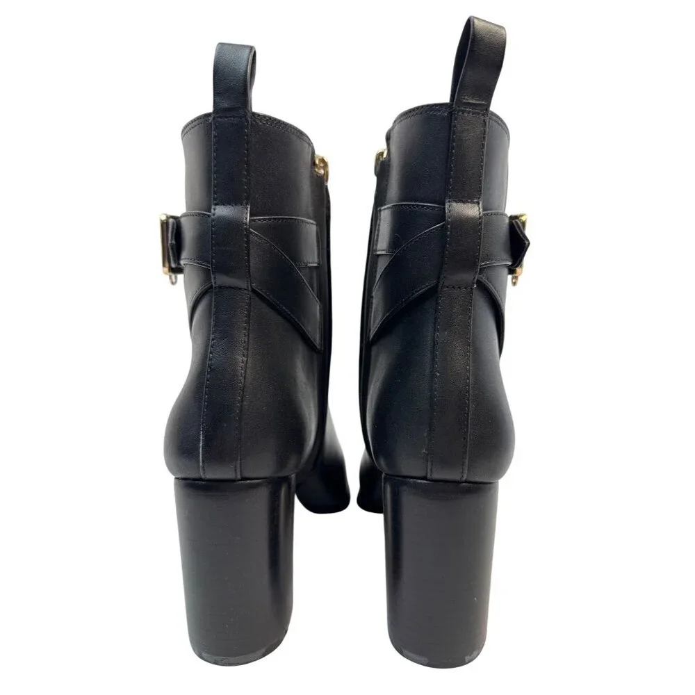 COACH‎ Olivia Black Leather Bootie Block Heel Women's Size 5B